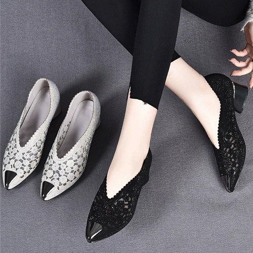 Happy™ GlimmerShoes: Mesh Hæler Sko Med Krystallaksenter