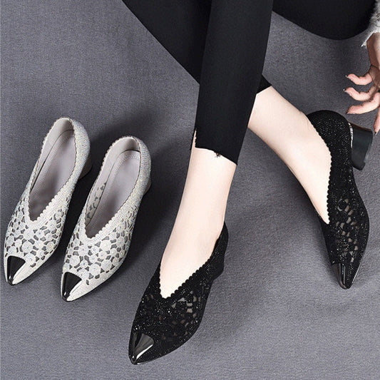 Happy™ GlimmerShoes: Mesh Hæler Sko Med Krystallaksenter