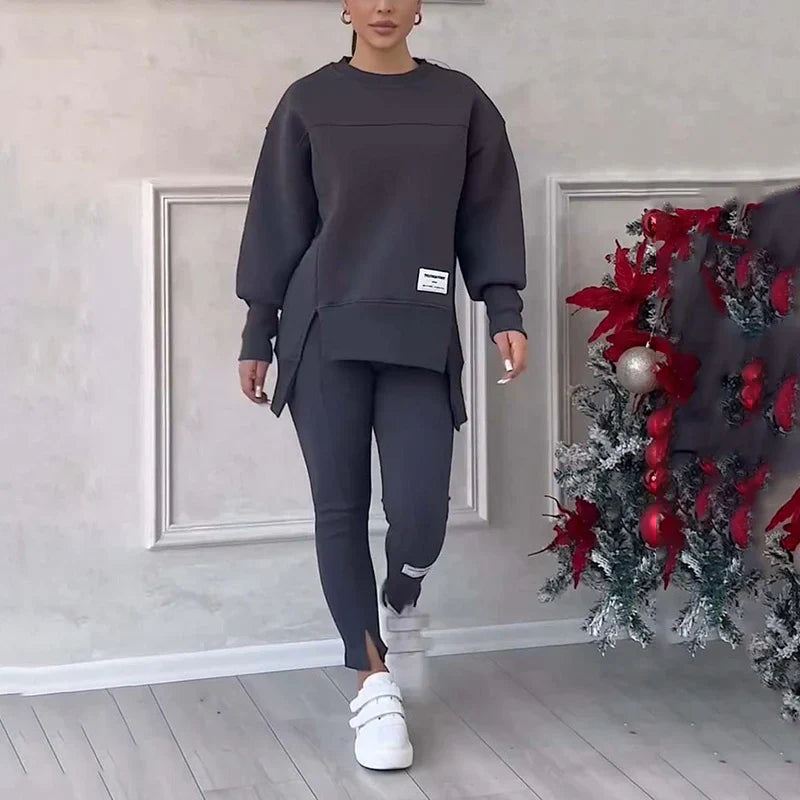 Icone™ WarmSet: Stilfuld Sweatshirt Og Monteret Bukser Varm Sæt