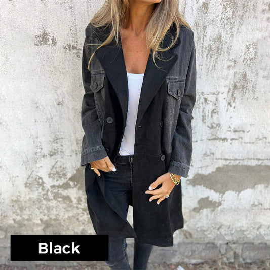 Icone™ LongCoat: Mellomlang Trenchcoat Med Stilfull Krage Og Lommer