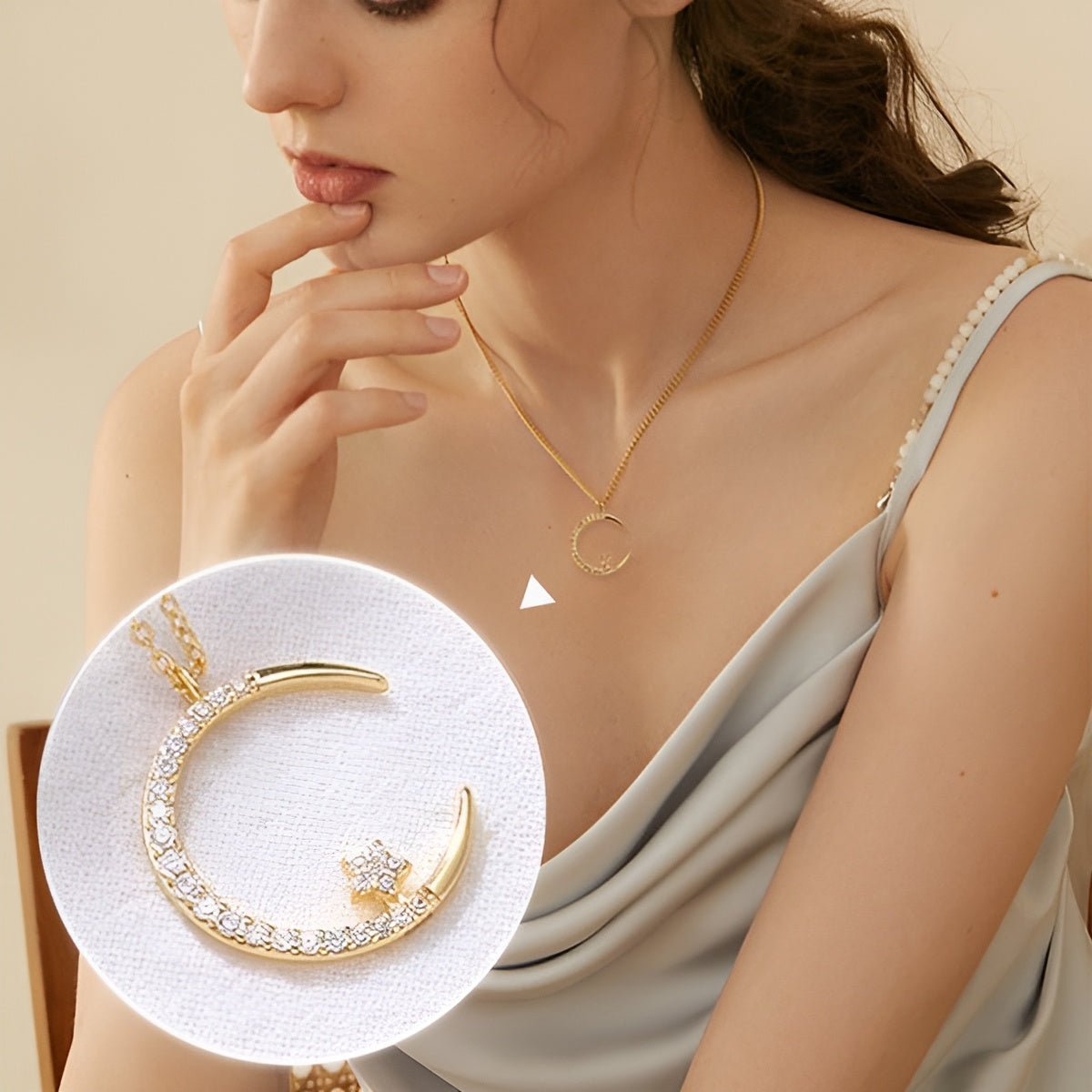 Jewelance™ CrescentNecklace 1+1 GRATIS: Minimalistisk Måne Vedhæng Justerbar Halvmåne Halskæde Smykker