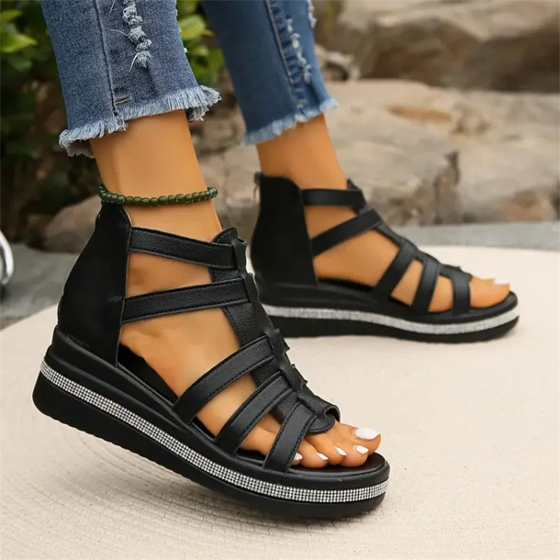 Happy™ SparklingWedge: Stilfulle kile-sandaler med glitrende rhinsteiner