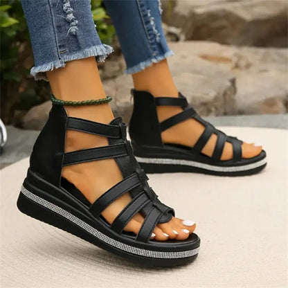 Happy™ SparklingWedge: Stilfulle kile-sandaler med glitrende rhinsteiner