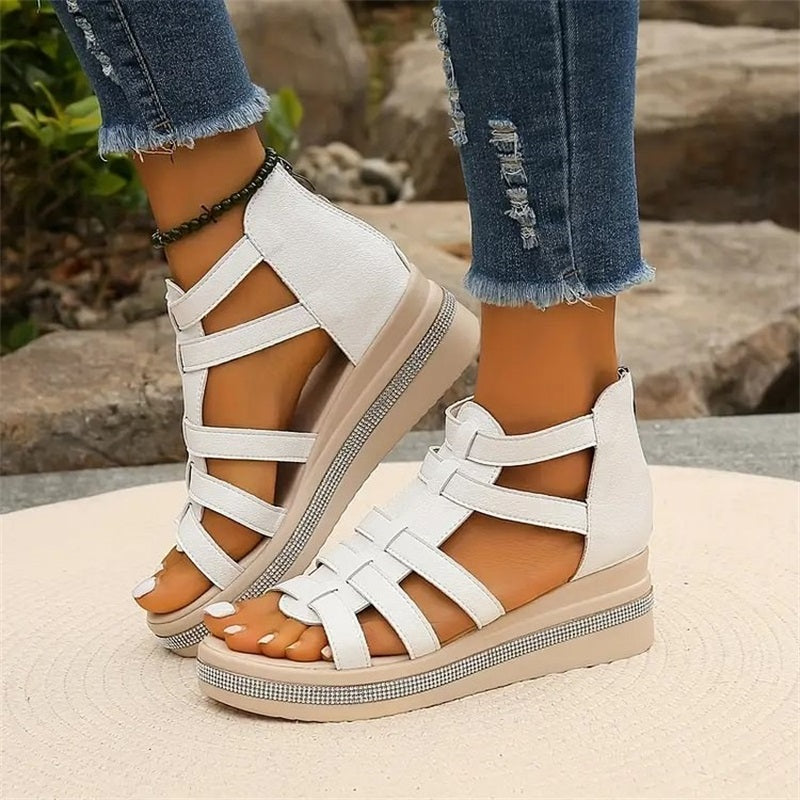 Happy™ SparklingWedge: Stilfulle kile-sandaler med glitrende rhinsteiner