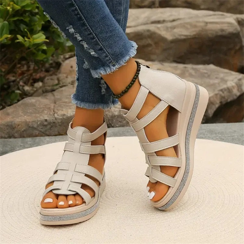 Happy™ SparklingWedge: Stilfulle kile-sandaler med glitrende rhinsteiner