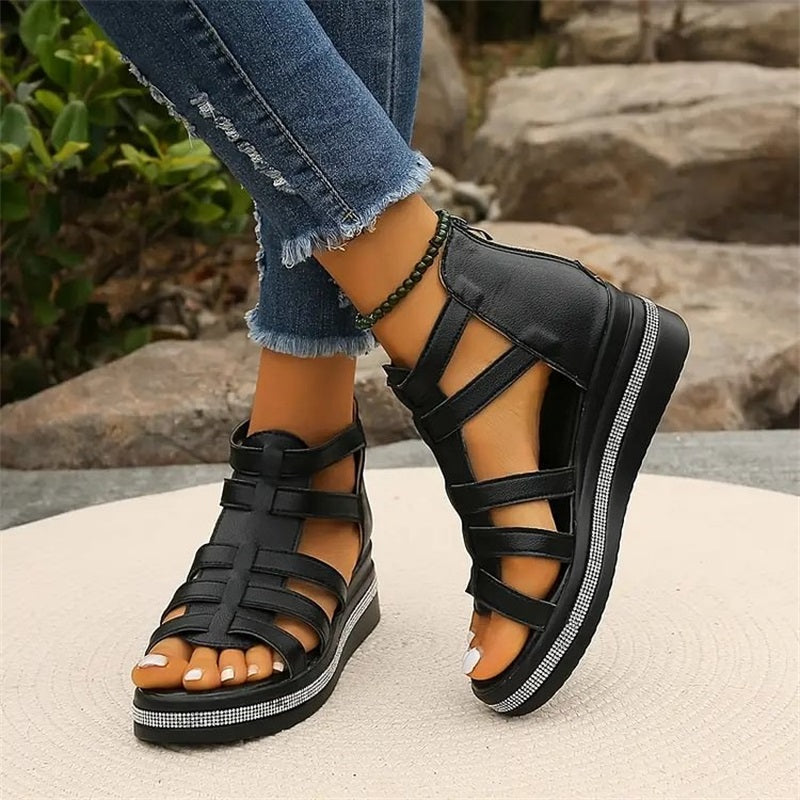 Happy™ SparklingWedge: Stilfulle kile-sandaler med glitrende rhinsteiner
