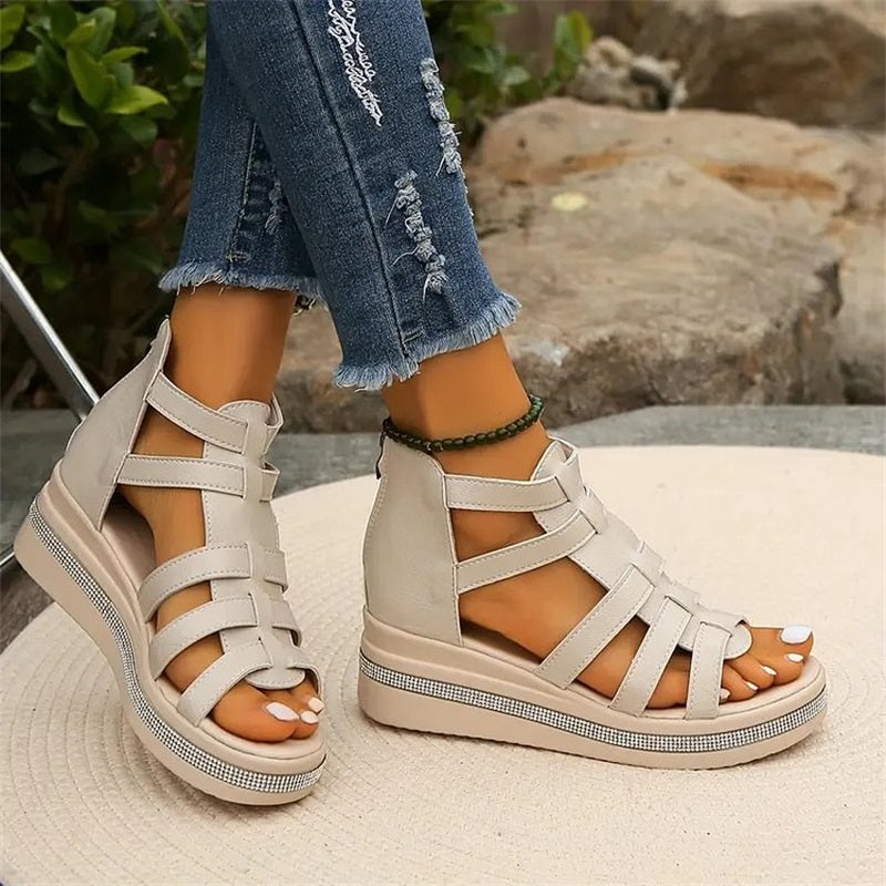 Happy™ SparklingWedge: Stilfulle kile-sandaler med glitrende rhinsteiner
