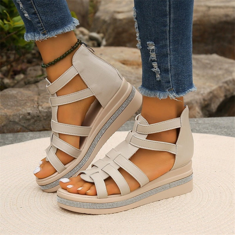 Happy™ SparklingWedge: Stilfulle kile-sandaler med glitrende rhinsteiner