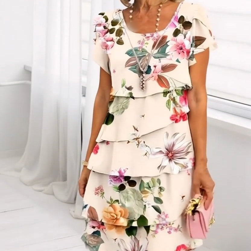 Icone™ SpringDress: Kvinners Vår Blomsterkaskade Elegant Kjole