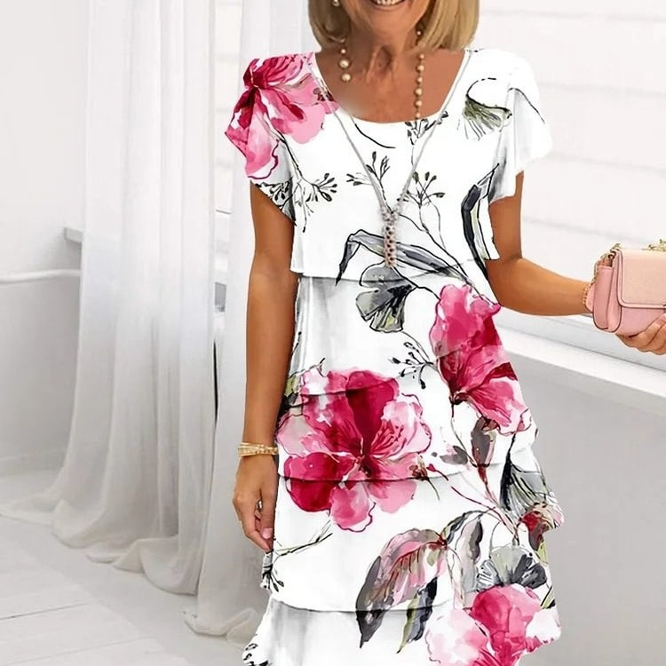 Icone™ SpringDress: Kvinners Vår Blomsterkaskade Elegant Kjole