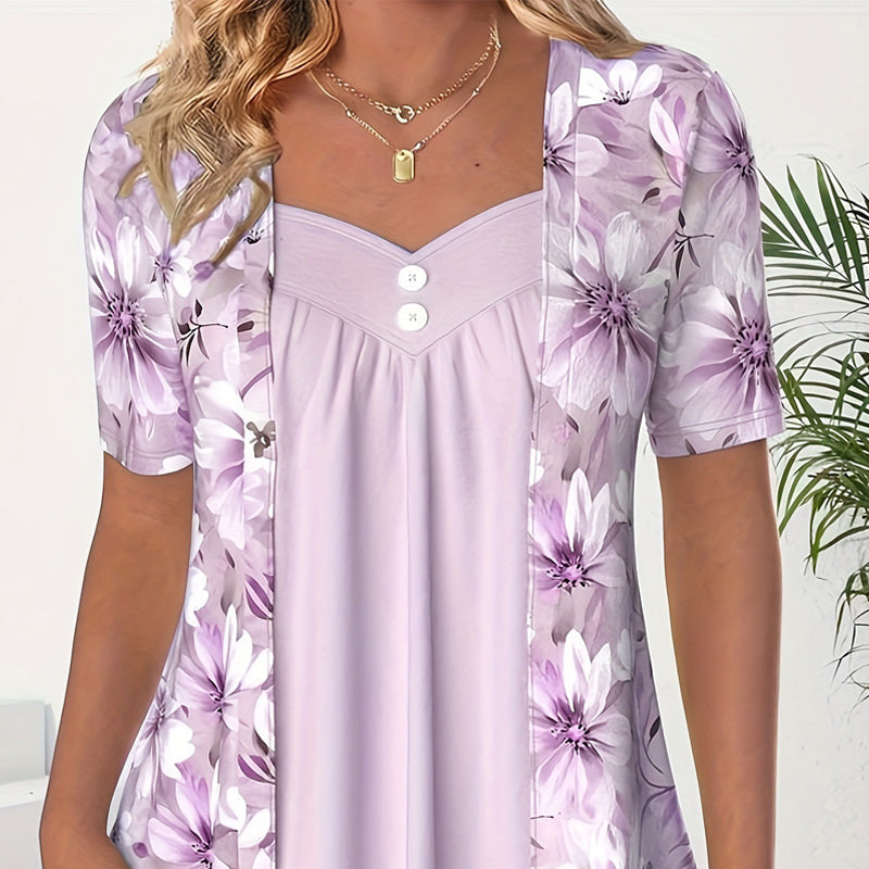 Icone™ FloralTop: Kvinners Løs Og Behagelig Stilfull Blomstret Topp