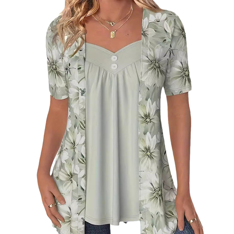 Icone™ FloralTop: Kvinners Løs Og Behagelig Stilfull Blomstret Topp