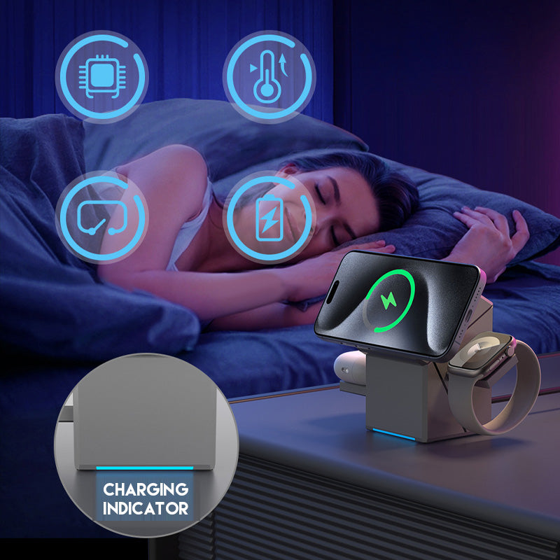 ChargingDock - 3 I 1 Magnetisk Trådløs Hurtig Opladnings Roterbar Dock