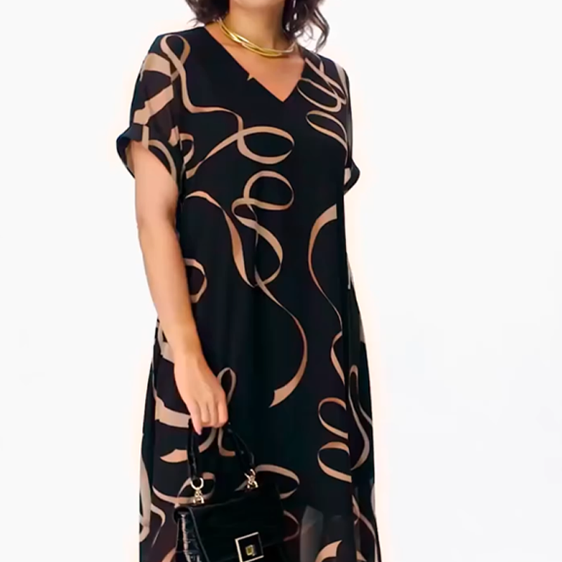 Icone™ FlowyDress: Dobbeltlags V-hals Flytende Maxikjole