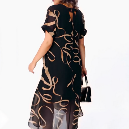 Icone™ FlowyDress: Dobbeltlags V-hals Flytende Maxikjole