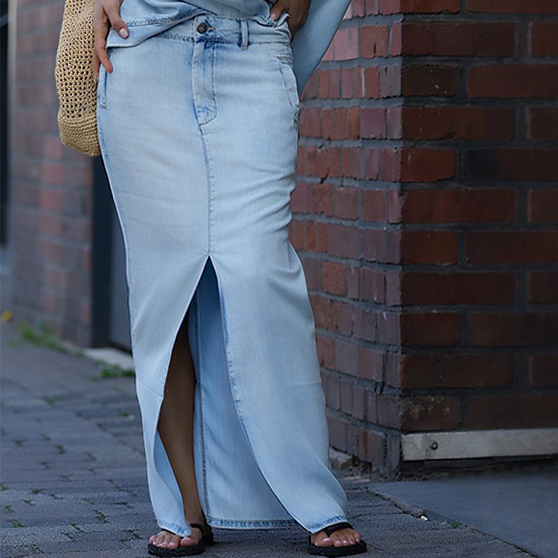 Icone™ FashionSet: Stilfull Off-Shoulder Topp Og Denimskjørt