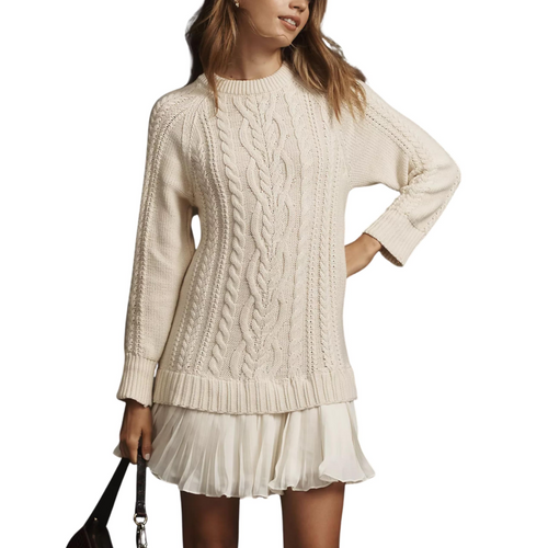 Icone™ KnittedDress: Hyggeligt Mini Langærmet Strikket Kjole