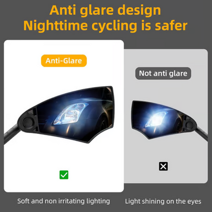 CyclingMirrors 1+1 GRATIS: Slitesterkt 360° Roterbart Bredt Synsfelt Antirefleks Sykkelspeil