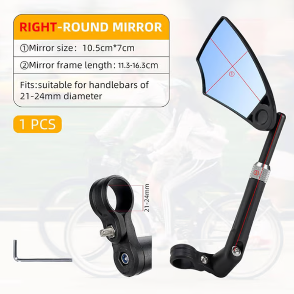 CyclingMirrors 1+1 GRATIS: Slitesterkt 360° Roterbart Bredt Synsfelt Antirefleks Sykkelspeil