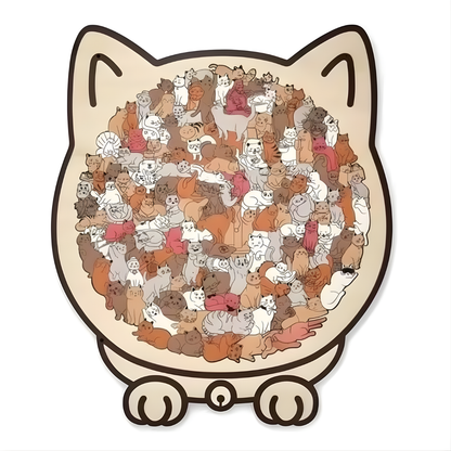 Kletshuts™CatPuzzle: Unikt Katt Puslespill i Fargerikt Tre