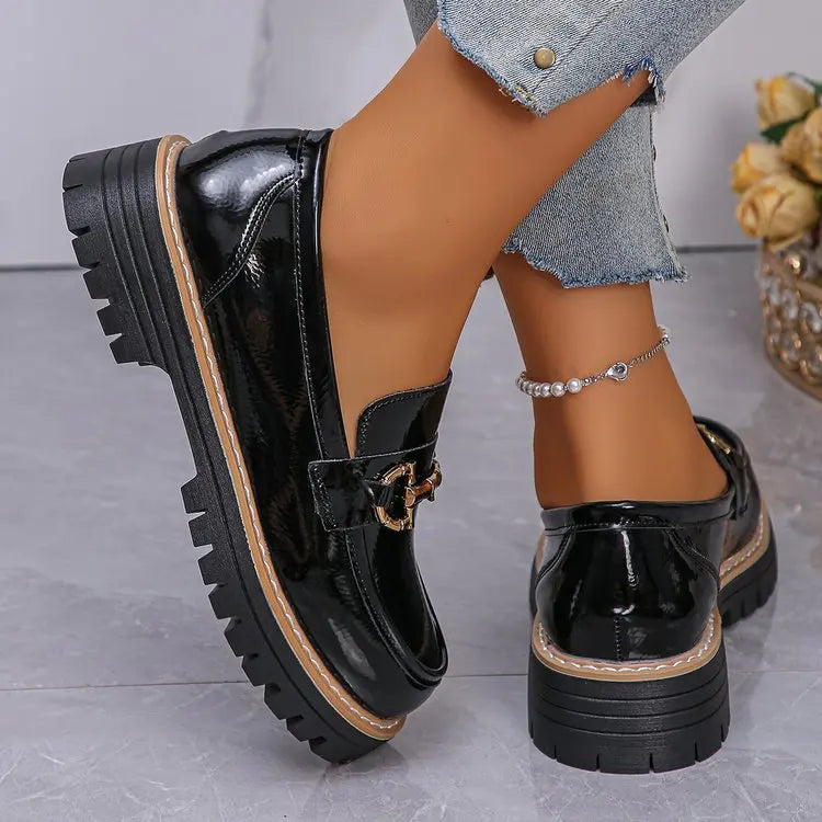 Happy™ WomenLoafers: Lav Hæl Vintagestil Kjede Kvinner Loafers