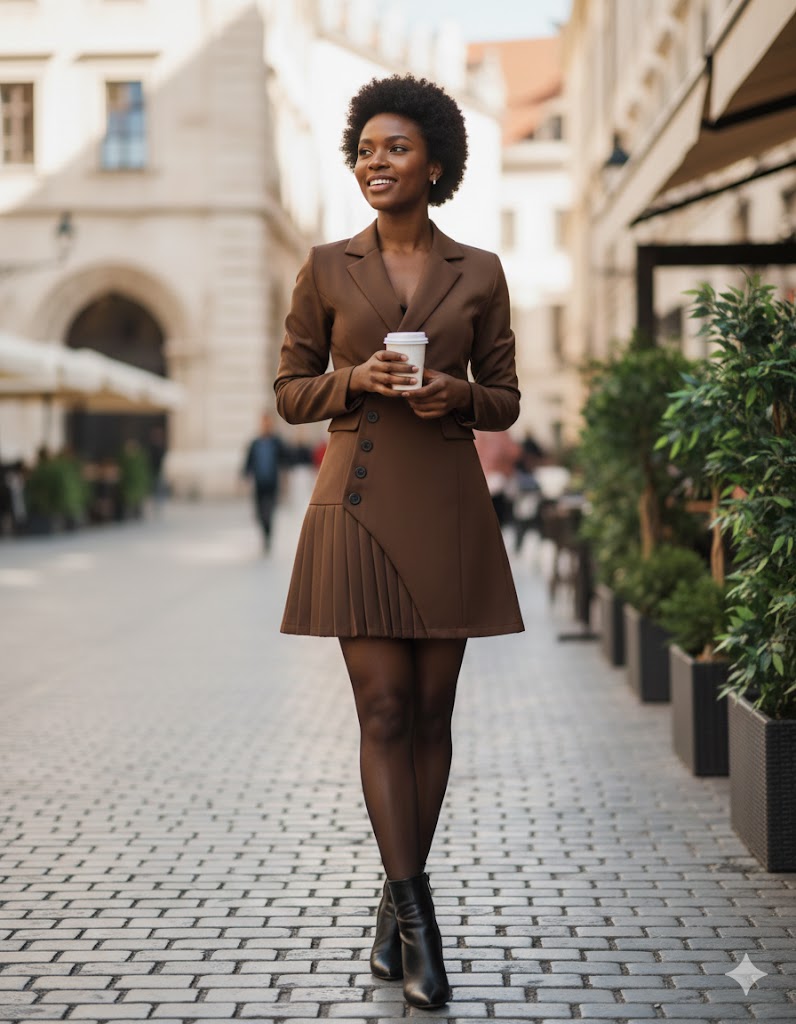 Icone™ BlazerDress: Kvinner Moderne Elegant Mini Revers Blazer Kjole