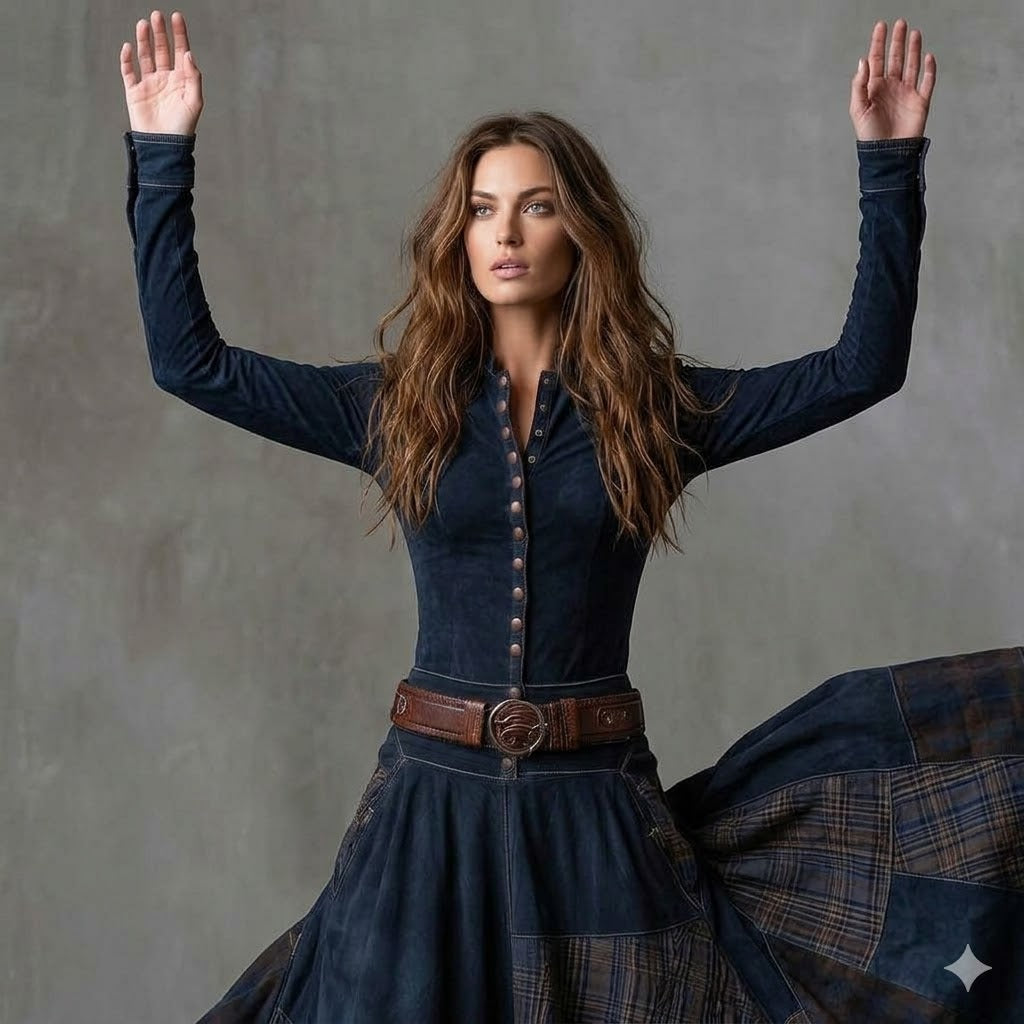Icone™ ClassicDress: Luksus Retro Talje-Markerende Vintage Patchwork Klassisk Kjole