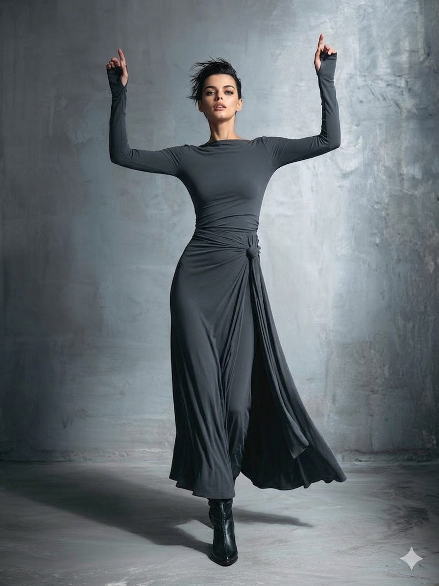 Icone™ MaxiDress: Side-Knude Slå-Om Slank-Pasform Premium Lang Maxi Kjole