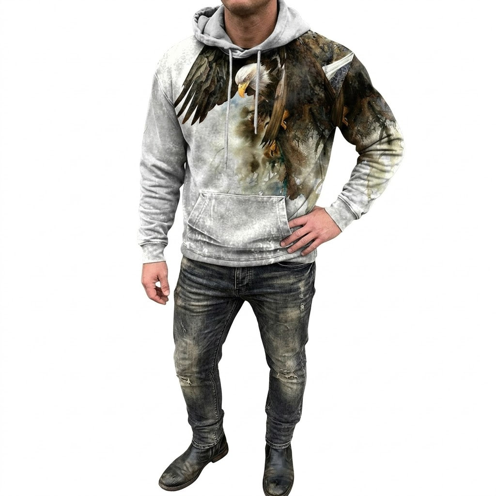 Icone™ WesternHoodie: Stilfuld Vintage Løs Pasform Komfortabel Western Hoodie