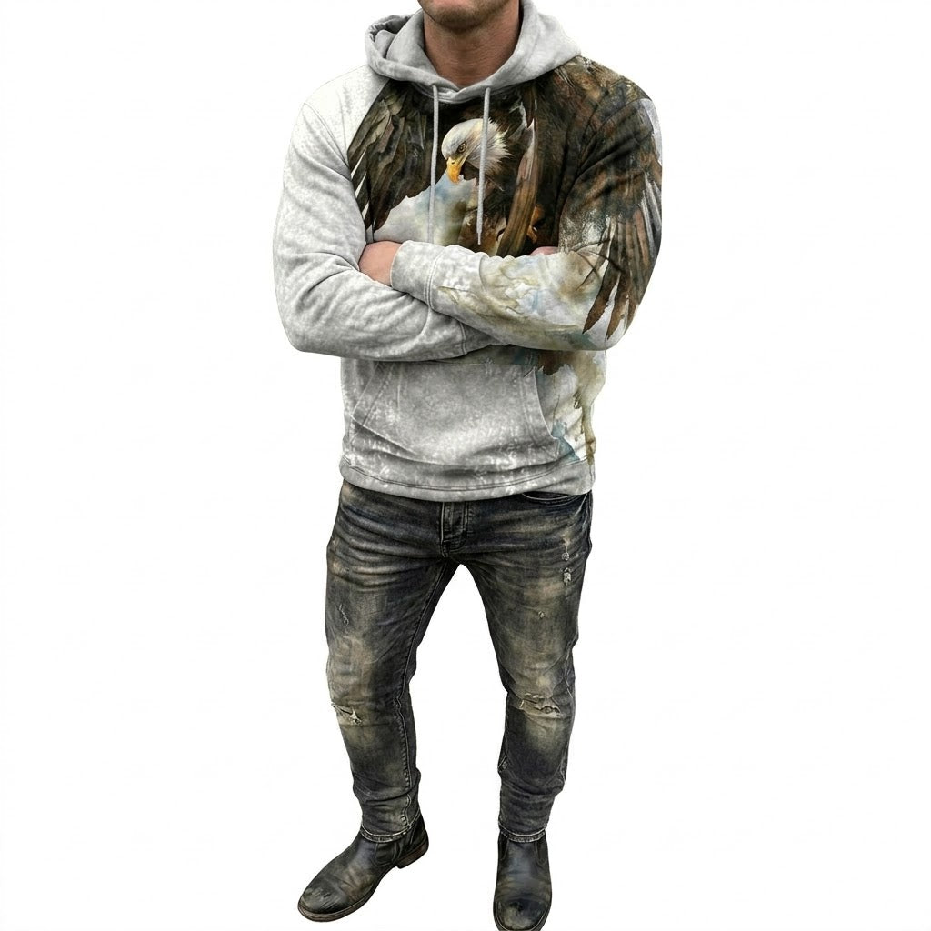 Icone™ WesternHoodie: Stilfuld Vintage Løs Pasform Komfortabel Western Hoodie