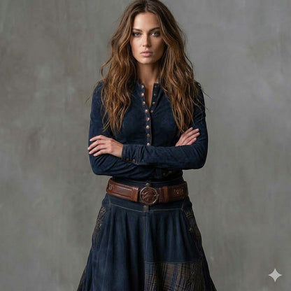 Icone™ ClassicDress: Luksus Retro Talje-Markerende Vintage Patchwork Klassisk Kjole