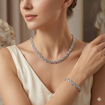 Jewelance™ FashionJewelry: Luksuriøst Pile-Inspireret Armbånd Og Halskæde Mode Smykker Sæt