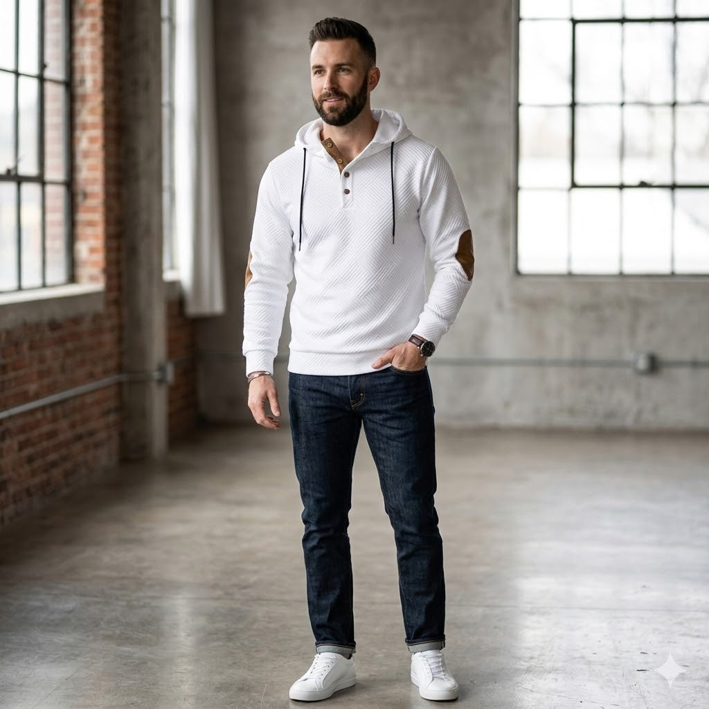 Icone™ VersatileHoodie: Tilfældig Halv-Knap Snøre Alsidig Hættetrøje