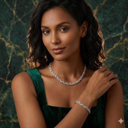 Jewelance™ FashionJewelry: Luksuriøst Pile-Inspireret Armbånd Og Halskæde Mode Smykker Sæt