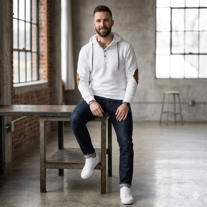 Icone™ VersatileHoodie: Tilfældig Halv-Knap Snøre Alsidig Hættetrøje