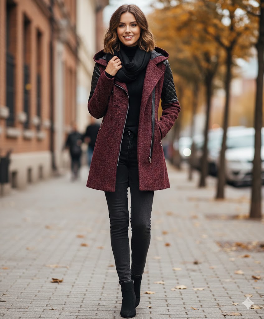 Icone™ ClassicCoat: Elegant Med Hætte Midt-Længde Slim-Fit Klassisk Frakke