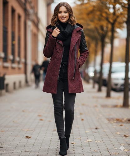 Icone™ ClassicCoat: Elegant Med Hætte Midt-Længde Slim-Fit Klassisk Frakke