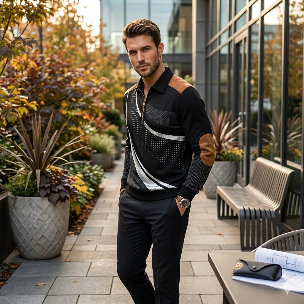 Icone™ CollaredSweatshirt: Stilfuld Tilfældig Halv-Lynlås Krave Sweatshirt
