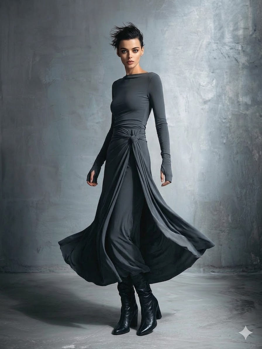 Icone™ MaxiDress: Side-Knude Slå-Om Slank-Pasform Premium Lang Maxi Kjole