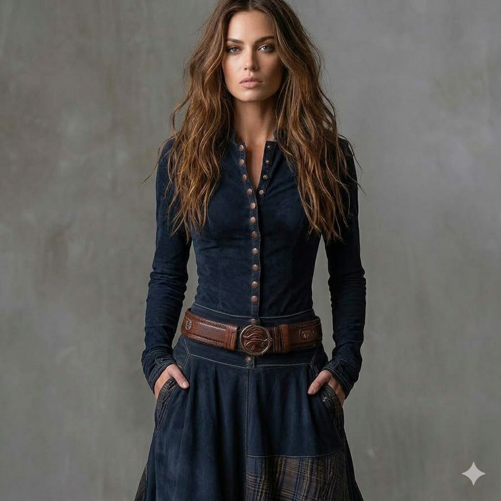 Icone™ ClassicDress: Luksus Retro Talje-Markerende Vintage Patchwork Klassisk Kjole