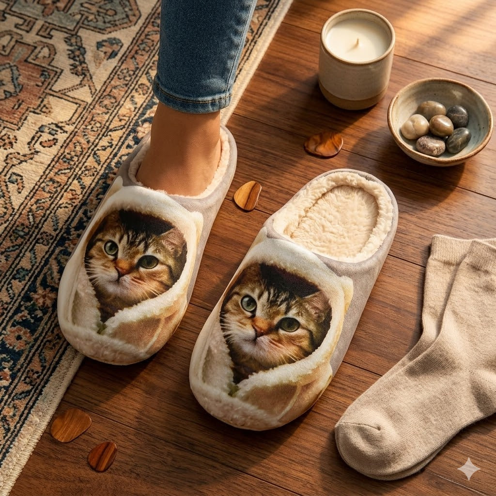 Happy™ LoungeSlippers 1+1 GRATIS: Bløde Stilfulde Katte Mønster Hyggelige Lounge Hjemmesko
