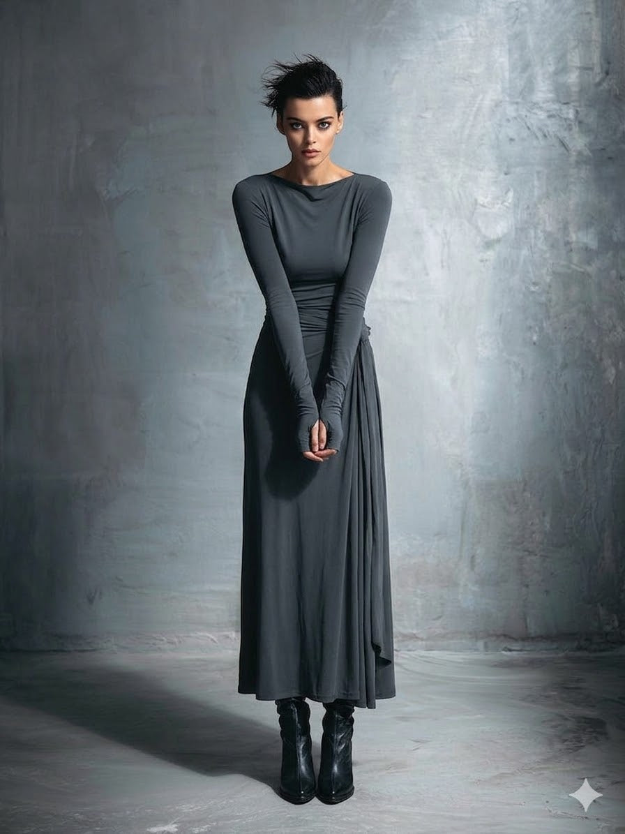 Icone™ MaxiDress: Side-Knude Slå-Om Slank-Pasform Premium Lang Maxi Kjole