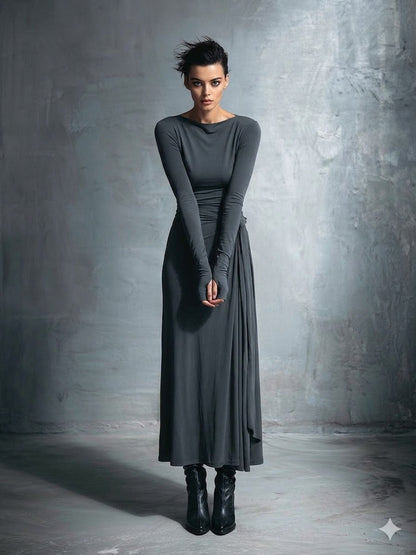 Icone™ MaxiDress: Side-Knude Slå-Om Slank-Pasform Premium Lang Maxi Kjole
