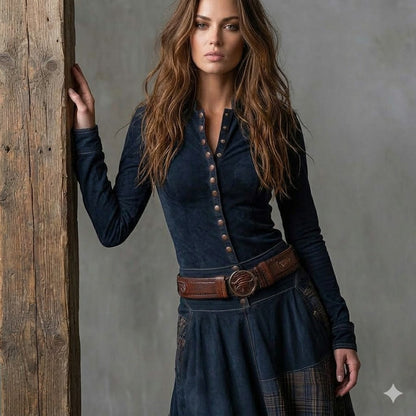 Icone™ ClassicDress: Luksus Retro Talje-Markerende Vintage Patchwork Klassisk Kjole