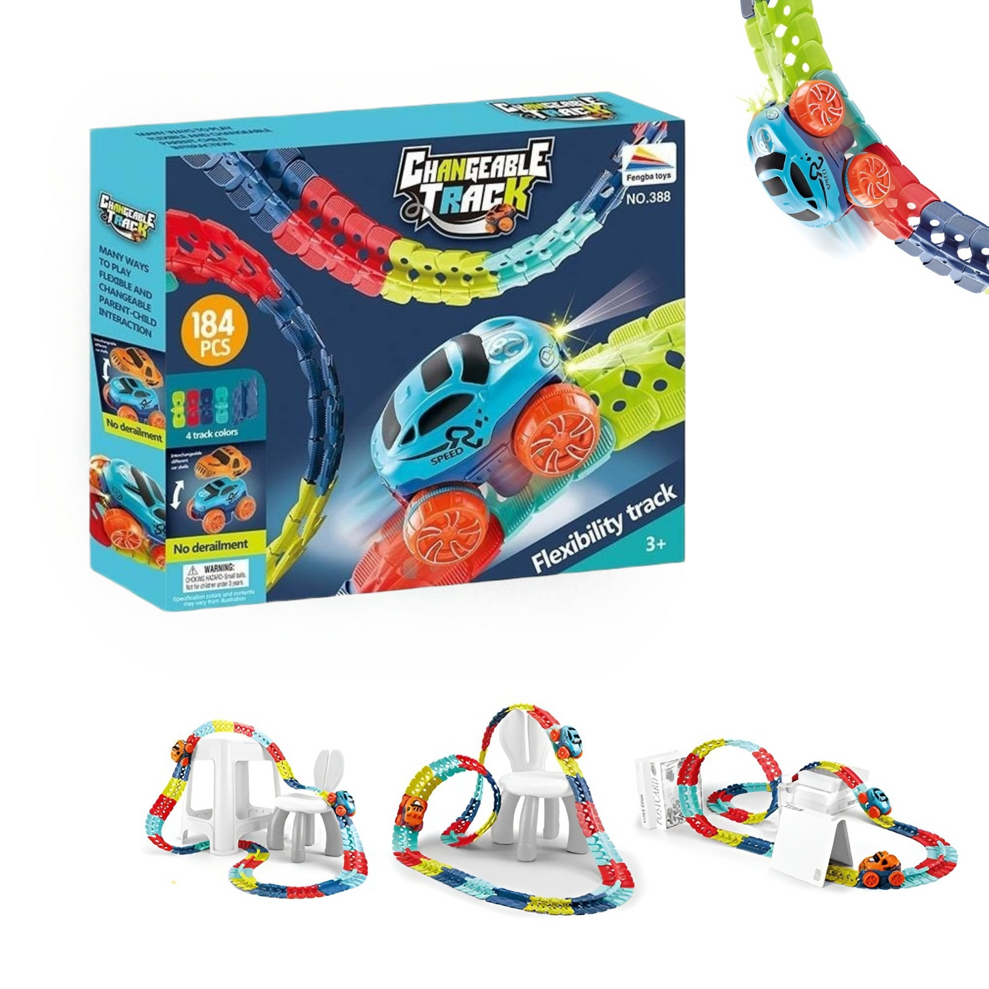 Kletshuts™ RaceTrack: Pedagogisk Morsom Kreativ Fleksibel Racerbilbane