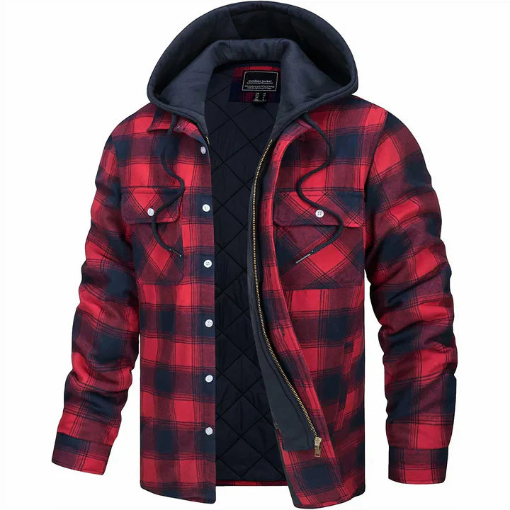 Icone™ PlaidJacket: Herre Stilfull Hette Glidelås Ternet Jakke