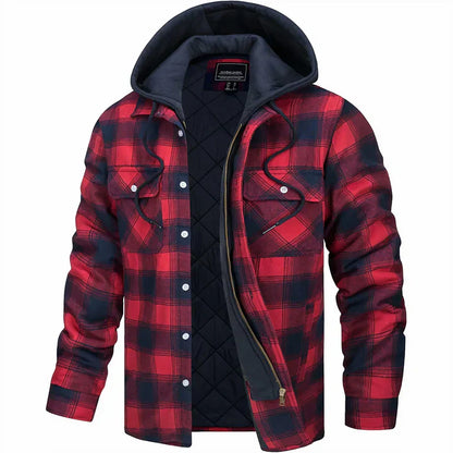 Icone™ PlaidJacket: Herre Stilfull Hette Glidelås Ternet Jakke