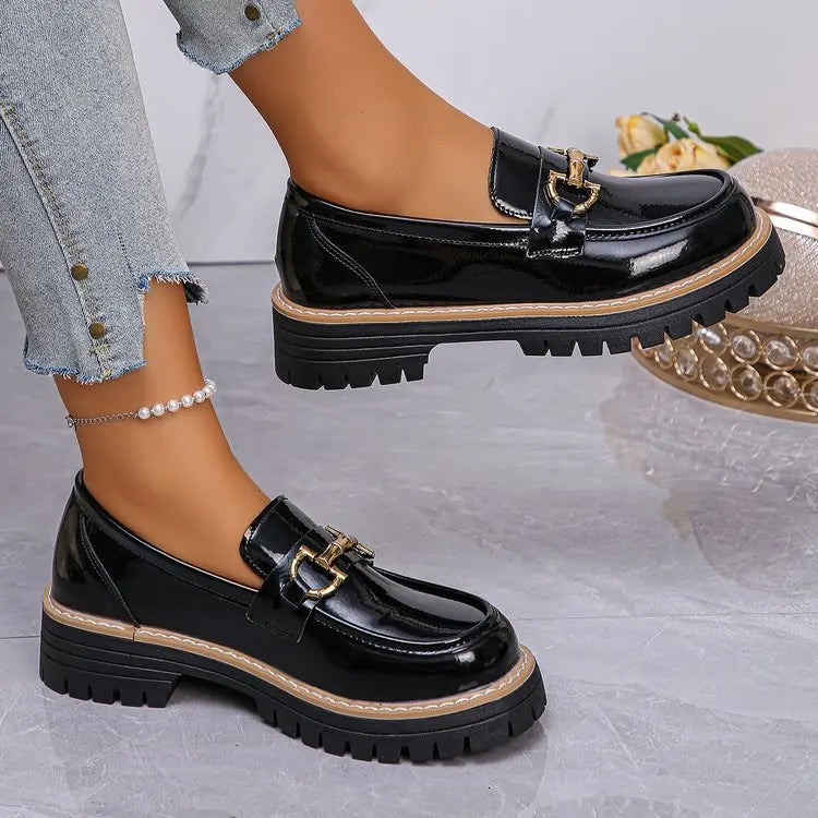 Happy™ WomenLoafers: Lav Hæl Vintagestil Kjede Kvinner Loafers